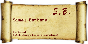 Simay Barbara névjegykártya